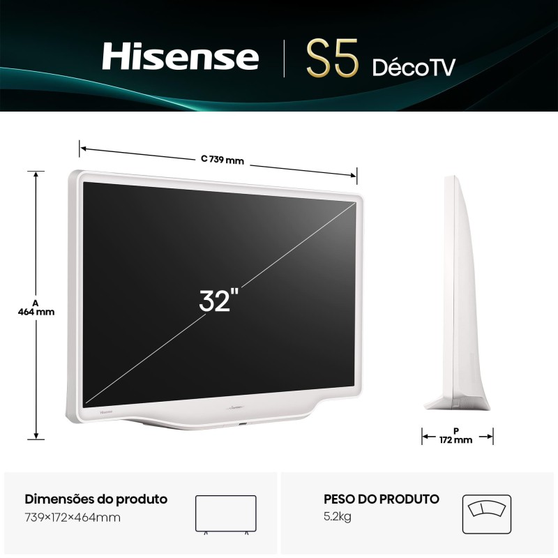HISENSE - QLED Deco Smart TV FHD 32S5Q