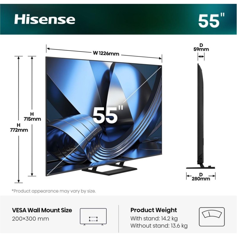 HISENSE - ULED MiniLED Smart TV 55U7SE