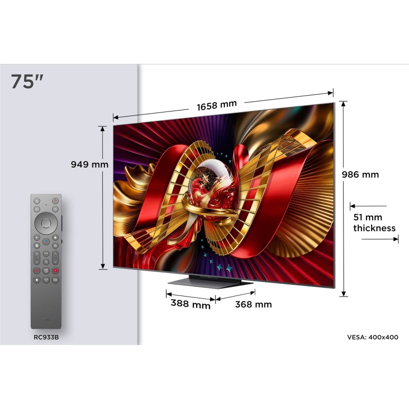 TCL - SQD-MINILED Smart GoogleTV B&O Sound 75C8L