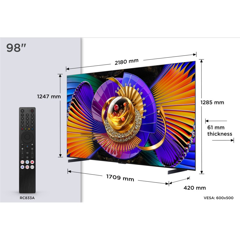 TCL - SQD-MINILED Smart GoogleTV B&O Sound 98C7L