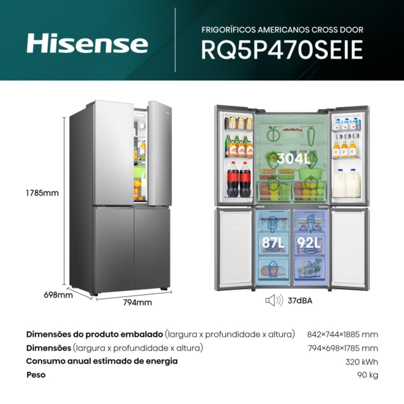 HISENSE - Side by Side 4 Portas RQ5P470SEIE