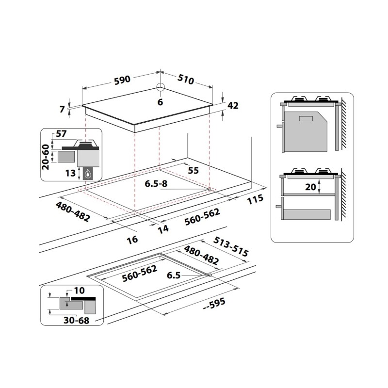 INDESIT - Placa Gás ING 61T/BK 1