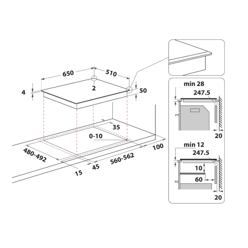 HOTPOINT - Placa HS 1865C CPBF
