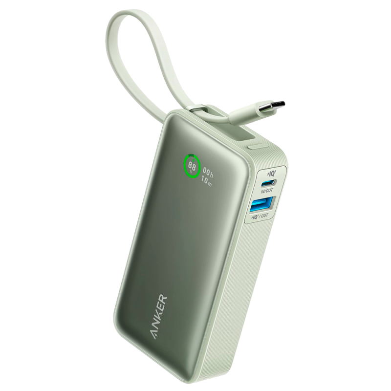 Anker ANK-1259-G Powerbank Li-Ion 10000 mAh PD, 30W, USB-A, USB-C, LCD, Verde - 194644179373