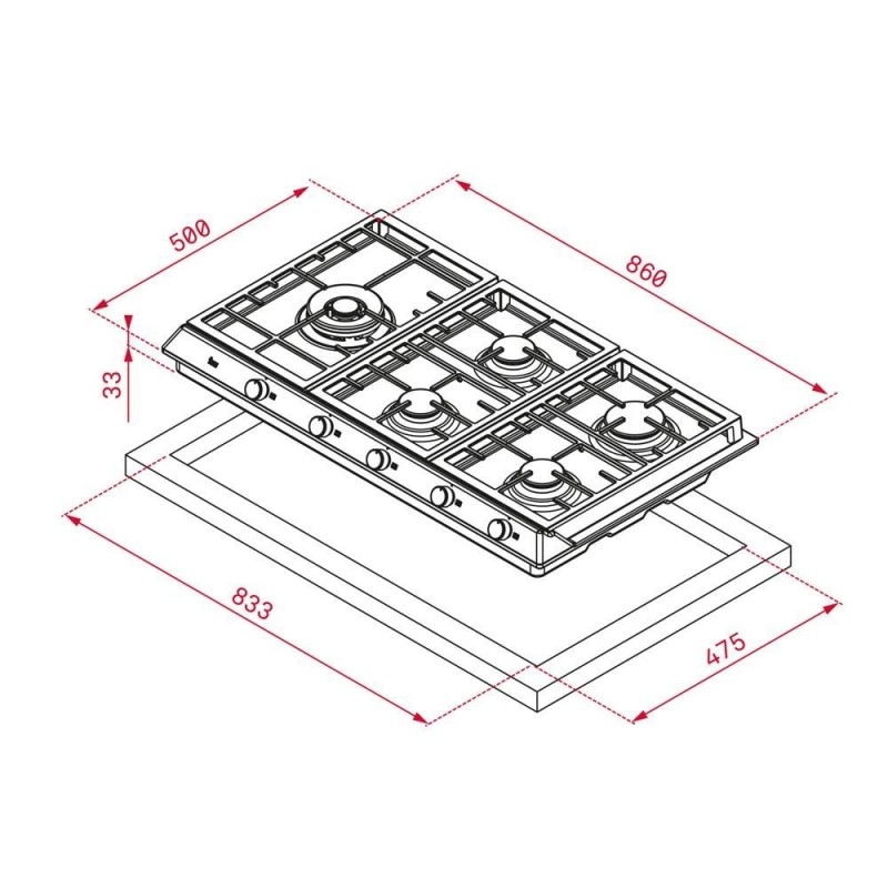 TEKA - Placa EX90.1 5G AI AL DR L CI BTN 112610045
