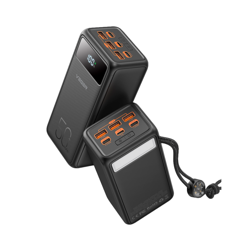 Veger VG-W5001 Powerbank Li-Polymer 50000 mAh PD, 22.5W, USB-C, USB-A, Micro-USB, Lightning, LCD, Preto - 6970453555447