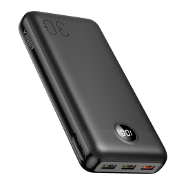 Veger VG-W3008PD-L30 Powerbank Li-Polymer 30000 mAh PD, 20W, USB-A, USB-C, Micro-USB, LCD, Preto - 6970453554167