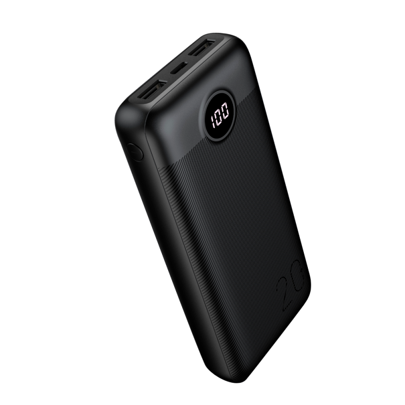 Veger VG-W2039PD-B Powerbank Li-Polymer 20000 mAh PD, 20W, USB-A, USB-C, Micro-USB, LCD, Preto - 6970453555362