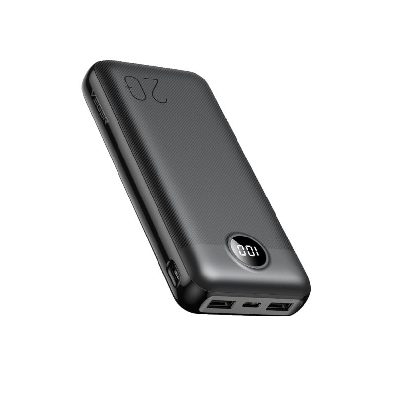 Veger VG-W2039PD-B Powerbank Li-Polymer 20000 mAh PD, 20W, USB-A, USB-C, Micro-USB, LCD, Preto - 6970453555362