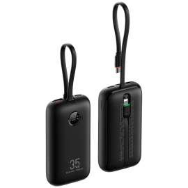 Veger VG-W1188 Powerbank Li-Polymer 10000 mAh PD, 35W, USB-A, USB-C, Lightning, LCD, Preto - 6977525750113