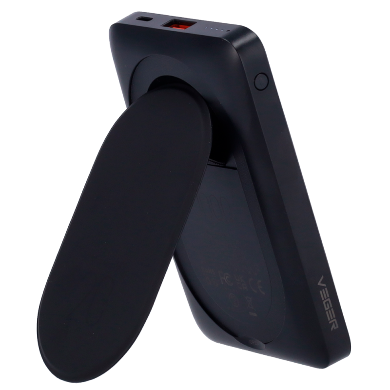 Veger VG-W1175 Powerbank Li-Polymer 10000 mAh PD, 22.5W, USB-A, USB-C, Lightning, Wireless, Preto - 6970453558813