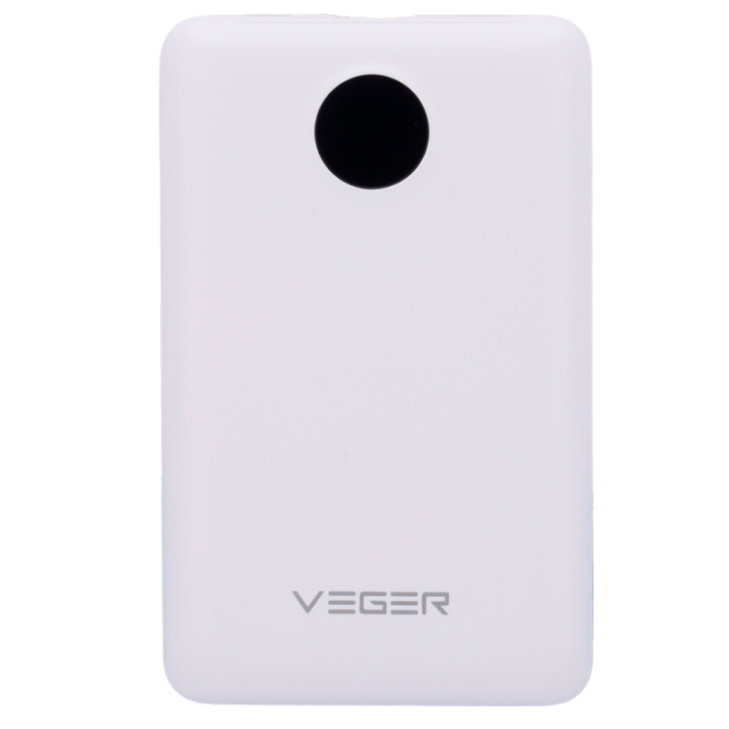 Veger VG-W1170-W Powerbank Li-Polymer 10000 mAh PD, 22.5W, USB-A, USB-C, Lightning, LCD, Branco - 6970453559872