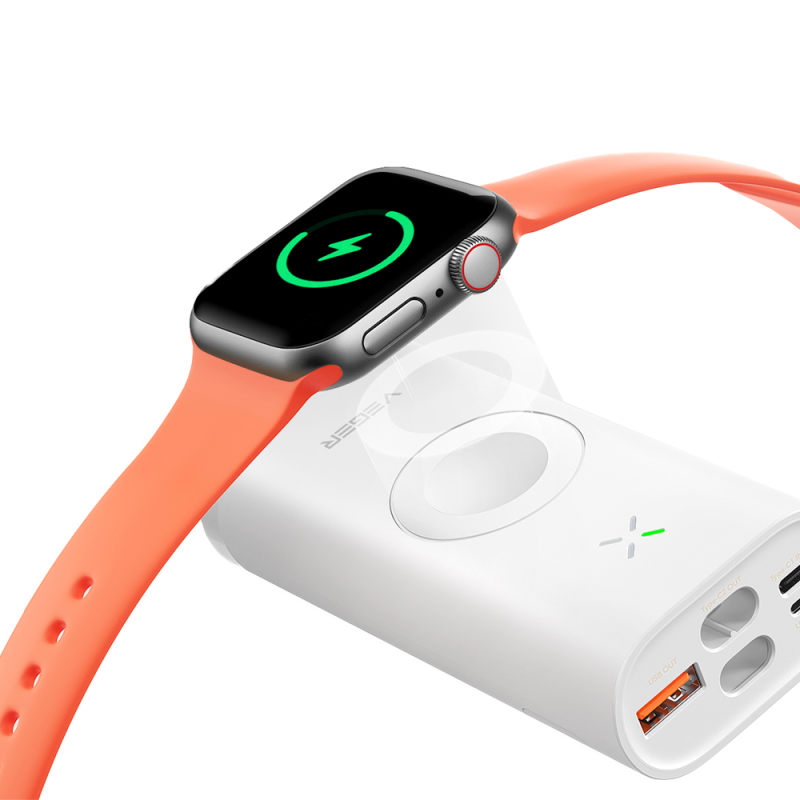 Veger VG-W1162S Powerbank Li-Ion 10000 mAh PD, 25W, USB-A, USB-C, Lightning, MagSafe, Branco - 6970453556123
