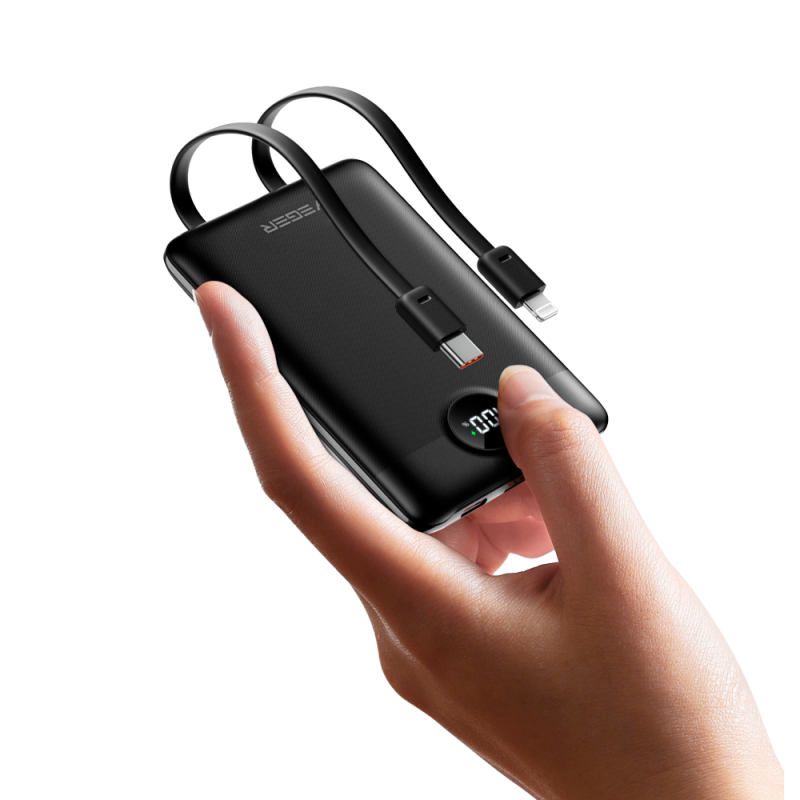 Veger VG-W1170 Powerbank Li-Polymer 10000 mAh PD, 22.5W, USB-A, USB-C, Lightning, LCD, Preto - 6970453557939