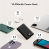Veger VG-W1170 Powerbank Li-Polymer 10000 mAh PD, 22.5W, USB-A, USB-C, Lightning, LCD, Preto - 6970453557939