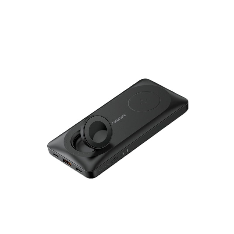 Veger VG-W1156 Powerbank Li-Polymer 10000 mAh PD, 22.5W, QC, USB-A, USB-C, Lightning, Wireless, MagSafe, Preto - 6970453555775