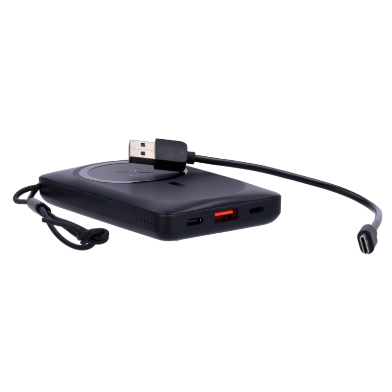 Veger VG-W1151-B Powerbank Li-Polymer 10000 mAh PD, 20W, USB-A, USB-C, Lightning, MagSafe, Fast Charge, Preto - 6970453555812