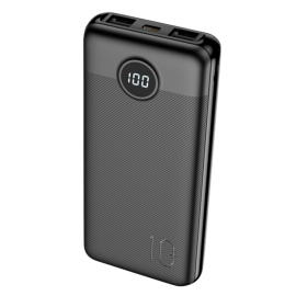 Veger VG-W1105PD Powerbank Li-Polymer 10000 mAh PD, 20W, USB-A, USB-C, Micro-USB, LCD, Preto - 6977525750021