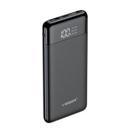 Veger VG-W1087 Powerbank Li-Polymer 10000 mAh, USB-C, Micro-USB, USB-A, LCD, Preto - 6970453555805