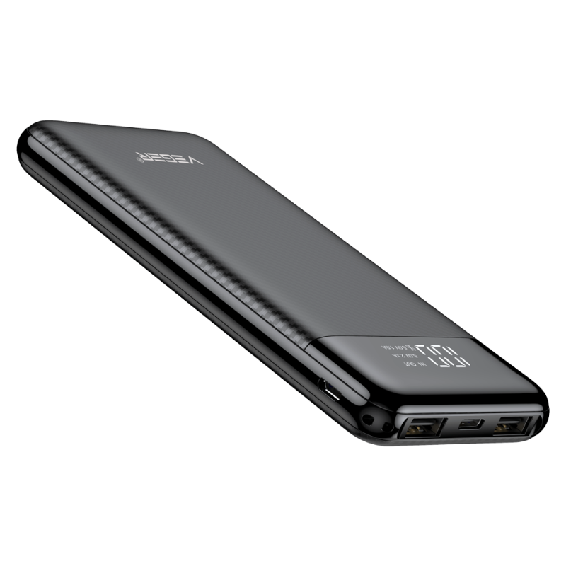 Veger VG-W1087 Powerbank Li-Polymer 10000 mAh, USB-C, Micro-USB, USB-A, LCD, Preto - 6970453555805