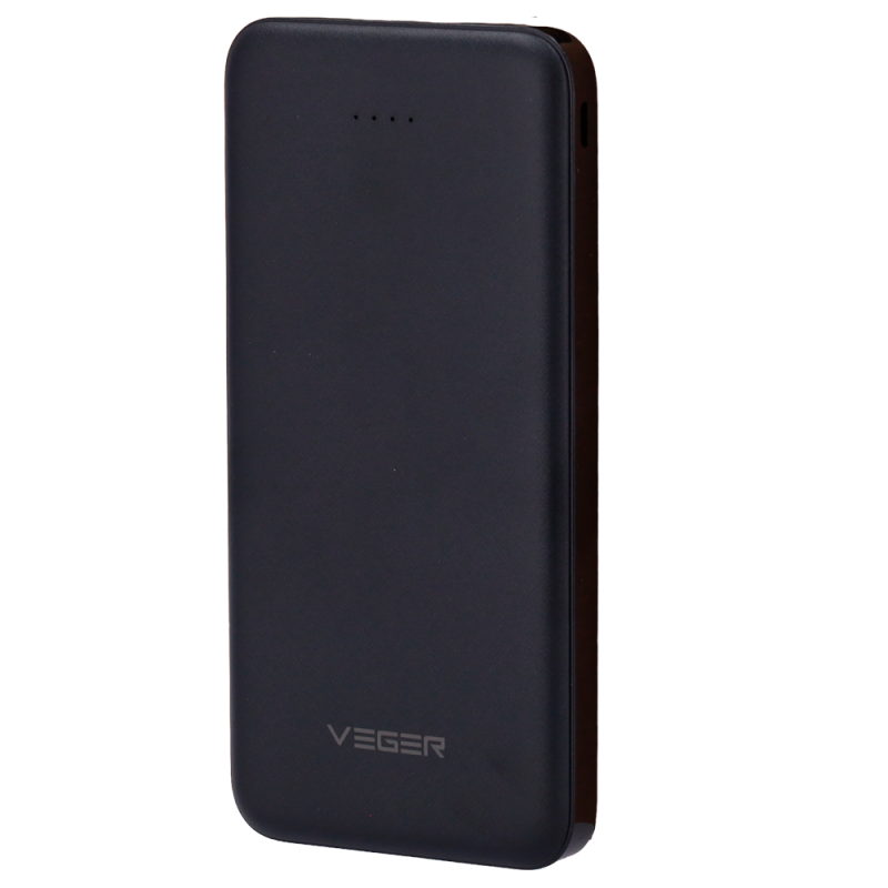 Veger VG-W1065 Powerbank Li-Polymer 10000 mAh, Power IQ, USB-A, Micro-USB, LCD, Preto - 6970453554129