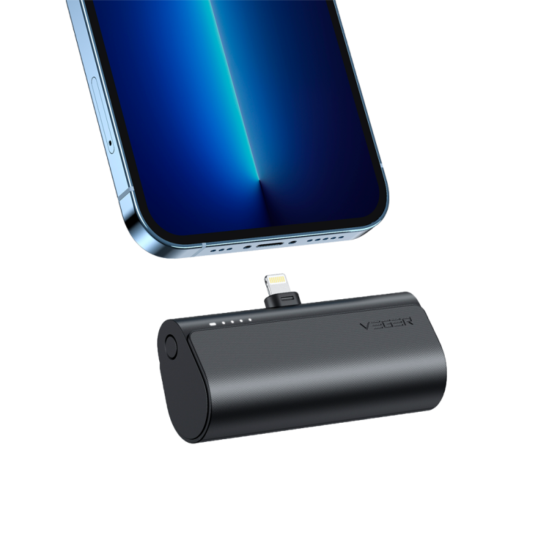 Veger VG-W0556P Powerbank Li-Ion 5000 mAh PD, 20W, USB-C, Lightning, LED, Preto - 6970453555058
