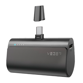 Veger VG-W0556 Powerbank Li-Ion 5000 mAh PD, 20W, USB-C, LED, Preto - 6970453555041