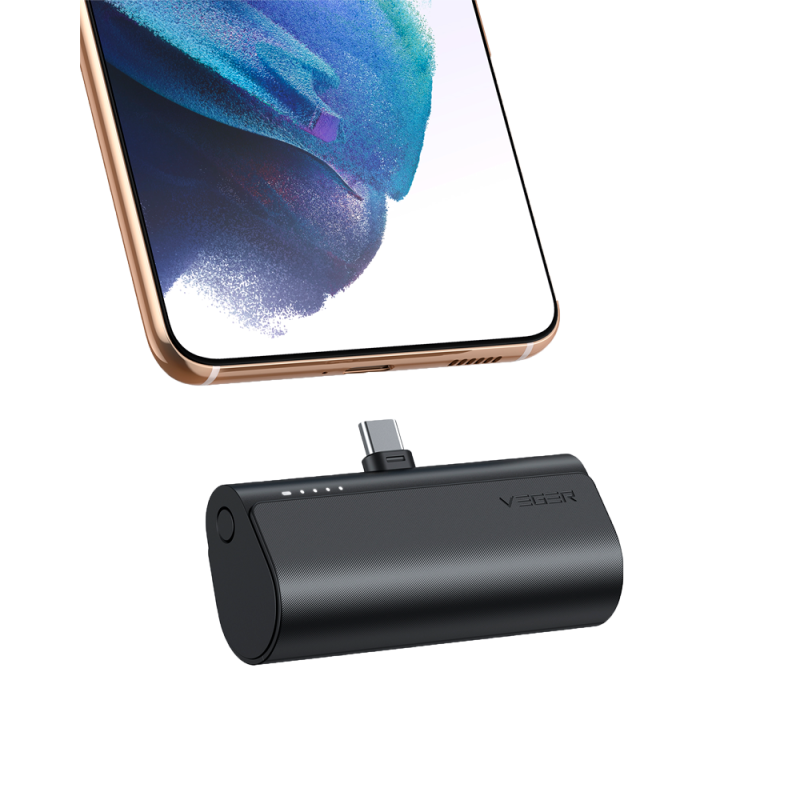 Veger VG-W0556 Powerbank Li-Ion 5000 mAh PD, 20W, USB-C, LED, Preto - 6970453555041