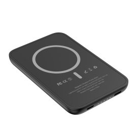 Veger VG-W0553P Powerbank Li-Polymer 5000 mAh PD, 20W, USB-A, USB-C, Lightning, Fast Charge, MagSafe, Preto - 6970453555355