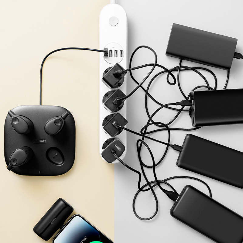 Veger VG-W007 Powerbank Li-Ion 5000 mAh PD, 20W, Pino POGO, USB-C, Lightning, Preto - 6970453557465