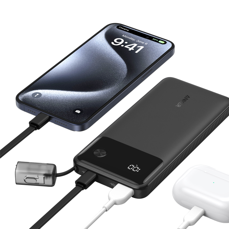 Anker ANK-A1388-B Powerbank Li-Polymer 10000 mAh PD, 22.5W, USB-A, USB-C, LCD, Preto - 194644173418