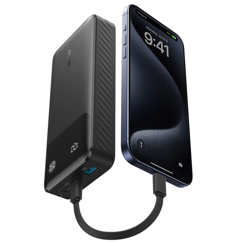 Anker ANK-A1384-B Powerbank Li-Polymer 20000 mAh PD, 30W, USB-A, USB-C, LCD, Preto - 0194644173401