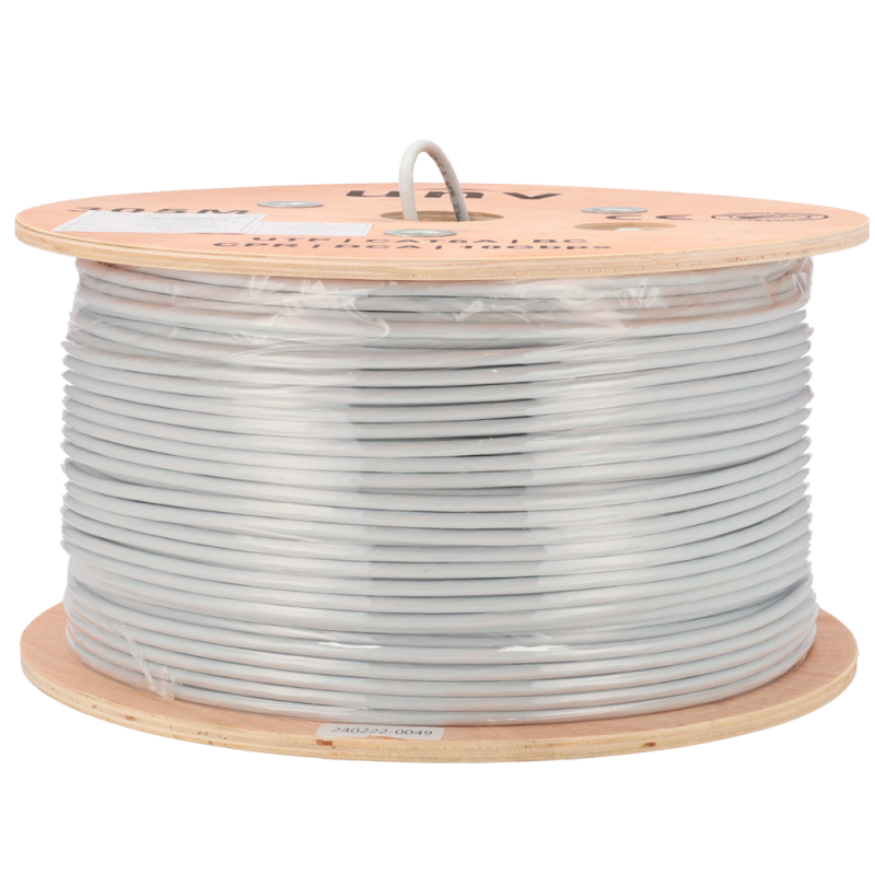 Uniview UV-UTP6A-300-BC23AWG-DCA-R-W Bobine de Cabo U/UTP, 305 m, Cat6A, Cobre, Dca-s2,d2,a2, LSZH, Interior, Branco Cinzento - 8435325486239
