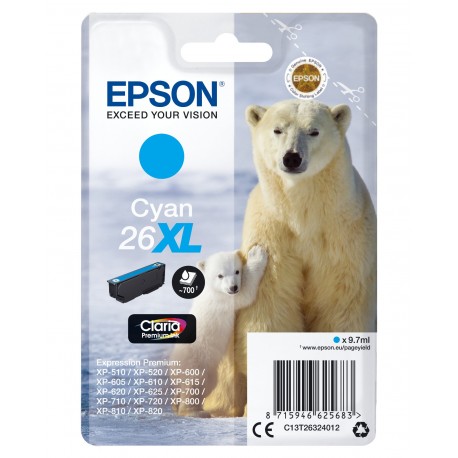 Tinteiro EPSON Cyan Serie 26XL XP-600/700/800 - C13T26324012