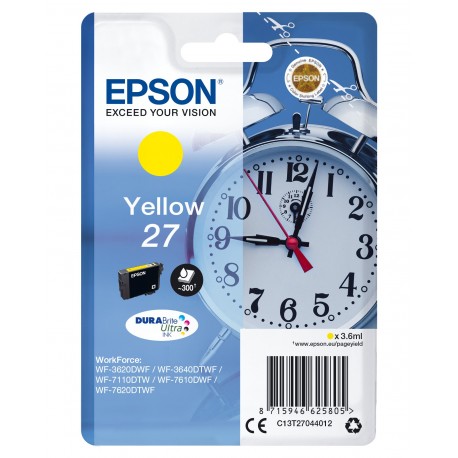 Tinteiro EPSON Serie 27 Amarelo WF-3xxx/WF-7xxx - C13T27044012