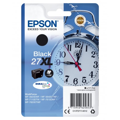 Tinteiro EPSON Serie 27XL Preto WF-3xxx/WF-7xxx (c/alarme RF+AM) - C13T27114022