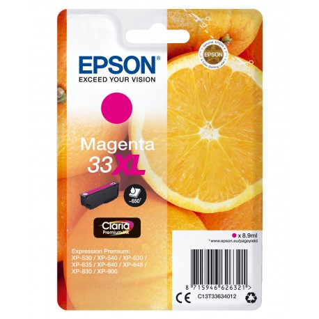 Tinteiro EPSON Serie 33XL Magenta XP-530/630/635/830 - C13T33634012