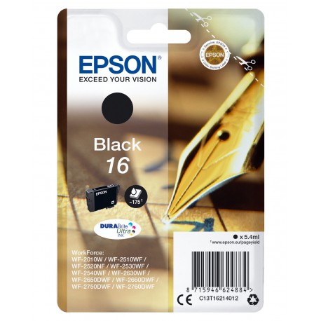 Tinteiro EPSON Preto Serie 16WF-20xx/WF-25xx (c/alarme RF+AM) - C13T16214022