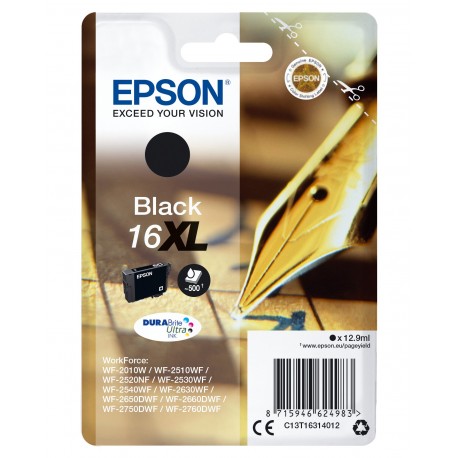 Tinteiro EPSON Preto Serie 16XL WF-20xx/WF-25xx (c/alarme RF+AM) - C13T16314022