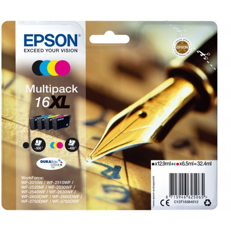 Pack Tint EPSON Quad Serie 16XL WF-20xx/WF-25xx (c/alarme RF+AM) - C13T16364022