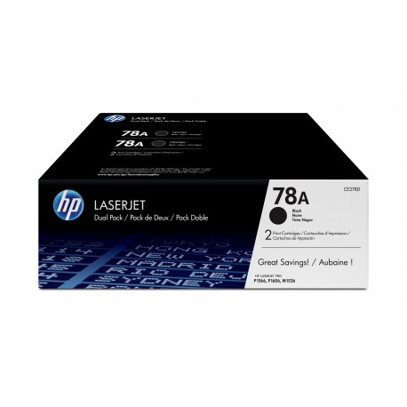 Toner HP Preto LaserJet 78A Pack 2 unidades - CE278AD