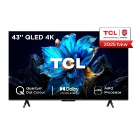 TCL P7K 43P7K QLED TV Plano 109,2 cm (43") 4K Ultra HD, Smart TV, Google TV, Wi-Fi, Ethernet, LAN, Bluetooth, Preto, Metálico - 5901292525958