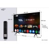 TCL P7K 43P7K QLED TV Plano 109,2 cm (43") 4K Ultra HD, Smart TV, Google TV, Wi-Fi, Ethernet, LAN, Bluetooth, Preto, Metálico - 5901292525958