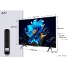 TCL P7K 43P7K QLED TV Plano 109,2 cm (43") 4K Ultra HD, Smart TV, Google TV, Wi-Fi, Ethernet, LAN, Bluetooth, Preto, Metálico - 5901292525958