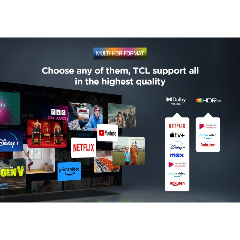 TCL P7K 43P7K QLED TV Plano 109,2 cm (43") 4K Ultra HD, Smart TV, Google TV, Wi-Fi, Ethernet, LAN, Bluetooth, Preto, Metálico - 5901292525958