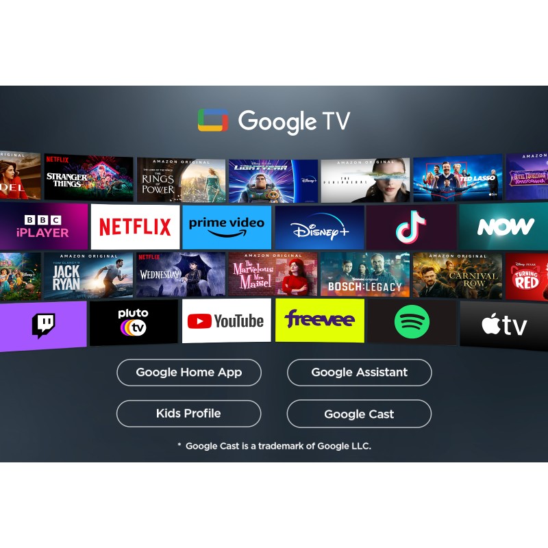 TCL P7K 43P7K QLED TV Plano 109,2 cm (43") 4K Ultra HD, Smart TV, Google TV, Wi-Fi, Ethernet, LAN, Bluetooth, Preto, Metálico - 5901292525958