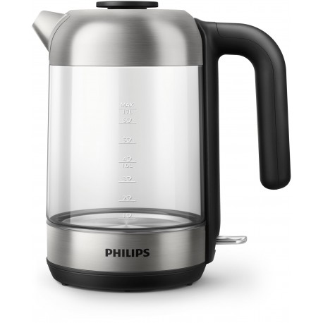 JARRO ELÉTRICO PHILIPS HD 9339/80 5000 Series Jarro de Vidro de 1,7 L com Tampa Amovível 2200 W Preto Inox Transparente Vidro com Indicador de Luz Sem Fios - 8710103940302