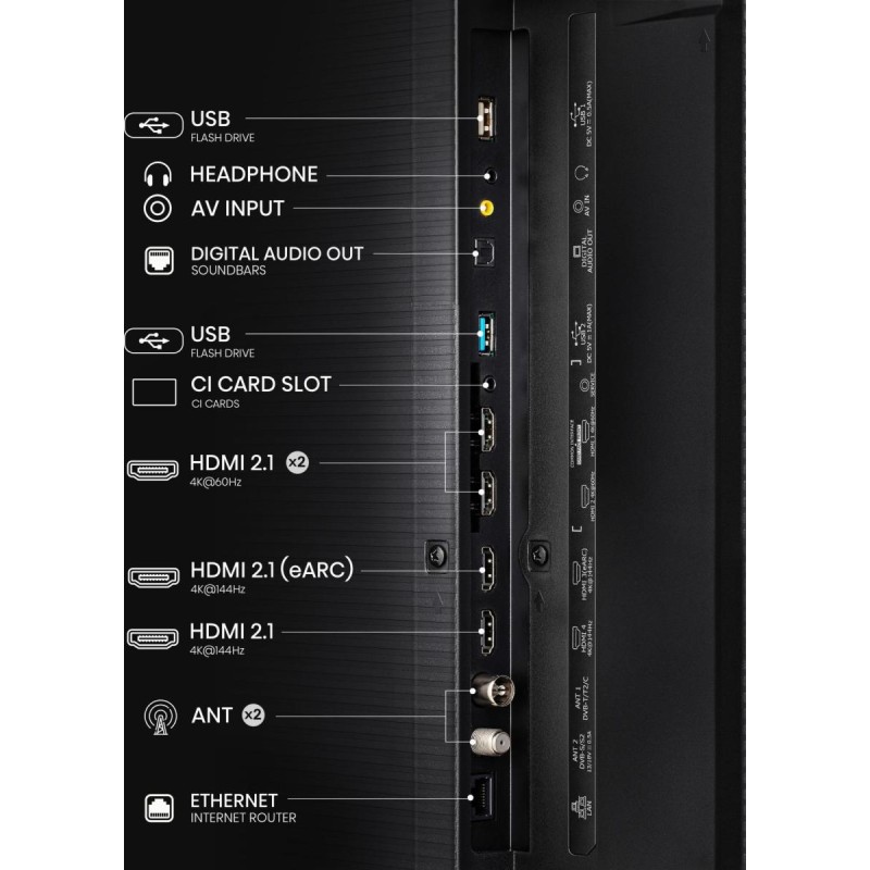 Hisense 110UXNQ ULED MiniLED TV Plano 279,4 cm (110") 4K Ultra HD, Smart TV, Wi-Fi, Ethernet, LAN, Bluetooth, Preto, Cinzento - 6942351410500
