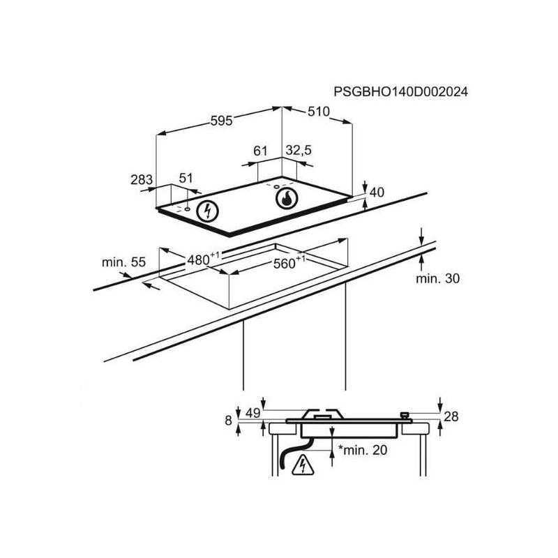 ELECTROLUX - Placa KGS6436SX