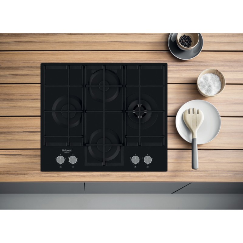 H.ARISTON - Placa Cristal Gás HAGS 62F/BK